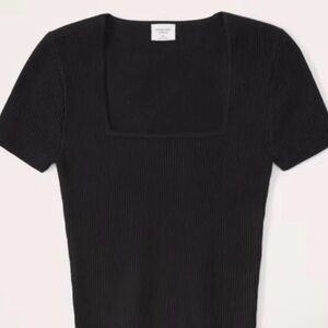 Abercrombie and Fitch Black Ribbed Square Neck Top